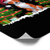 Kerstboom Verlicht Basenji Hond Kerstman Hoed Kers Poster (Hoek)