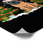 Kerstboom Verlicht Engels Mastiff Dog Santa Christ Poster (Hoek)