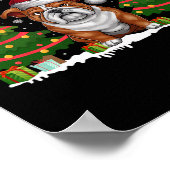 Kerstboom Verlicht Engelse Bulldog Santa Hat Kerst Poster (Hoek)