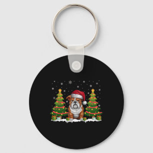 Kerstboom Verlicht Engelse Bulldog Santa Hat Kerst Sleutelhanger