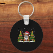 Kerstboom Verlicht Engelse Bulldog Santa Hat Kerst Sleutelhanger (Voorkant)