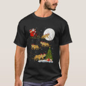 Kerstboom Verlicht Grappige Kerstman Rijden Cheeta T-shirt (Voorkant)