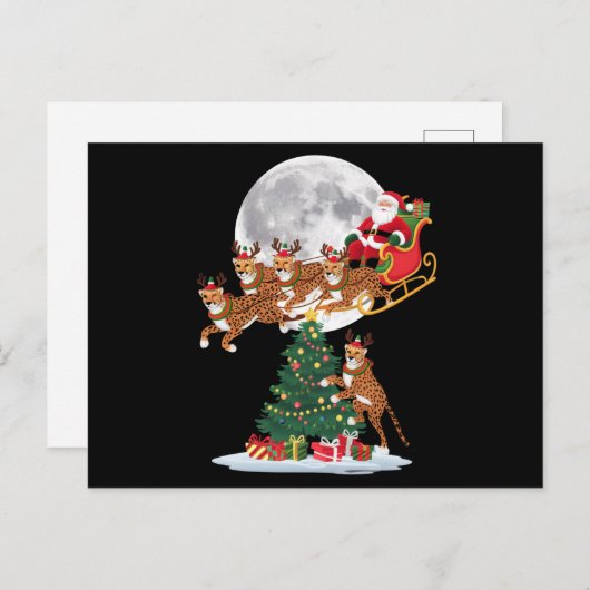 Kerstboom Verlicht Grappige Kerstman Rijdende Chee Feestdagenkaart (Voorkant / Achterkant)