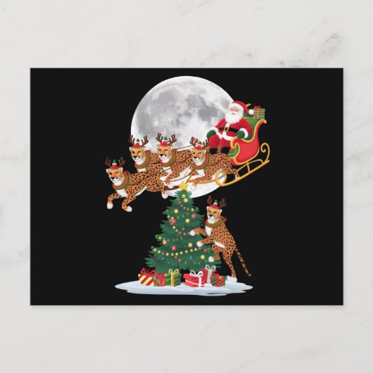 Kerstboom Verlicht Grappige Kerstman Rijdende Chee Feestdagenkaart (Voorkant)