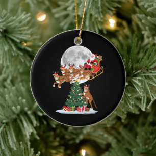 Kerstboom Verlicht Grappige Kerstman Rijdende Chee Keramisch Ornament