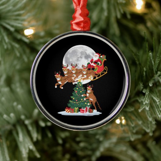 Kerstboom Verlicht Grappige Kerstman Rijdende Chee Metalen Ornament (Boom)