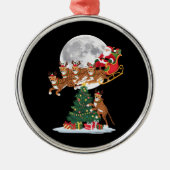 Kerstboom Verlicht Grappige Kerstman Rijdende Chee Metalen Ornament (Voorkant)