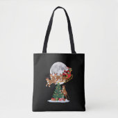 Kerstboom Verlicht Grappige Kerstman Rijdende Chee Tote Bag (Voorkant)