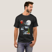 Kerstboom Verlicht Grappige Kerstman Rijdende Walv T-shirt (Voorkant volledig)