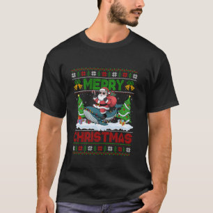 Kerstboom Verlicht Lelijke Kerstman Rijdende Walvi T-shirt