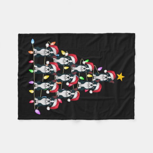 Kerstboom Verlicht Mannen Vrouwen Santa Boston Ter Fleece Deken (Voorkant (Horizontaal))