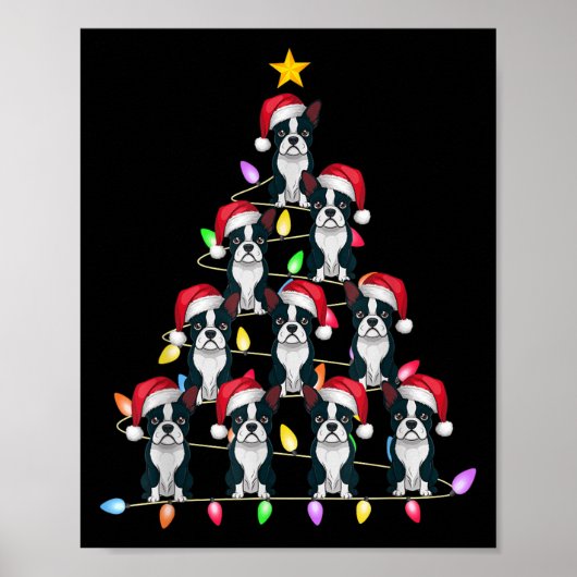 Kerstboom Verlicht Mannen Vrouwen Santa Boston Ter Poster (Voorkant)