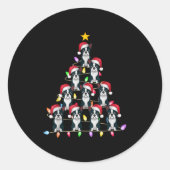 Kerstboom Verlicht Mannen Vrouwen Santa Boston Ter Ronde Sticker (Voorkant)