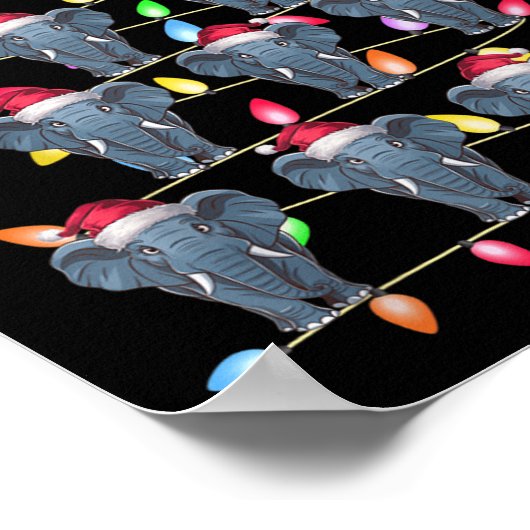 Kerstboom Verlicht Mannen Vrouwen Santa Elephant X Poster (Hoek)