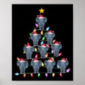 Kerstboom Verlicht Mannen Vrouwen Santa Elephant X Poster (Voorkant)
