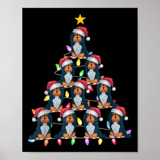 Kerstboom Verlicht Mannen Vrouwen Santa Havanezer  Poster (Voorkant)