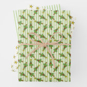 Kerstboom Verlicht Ornamenten Star Stripes Inpakpapier Vel (In situ)