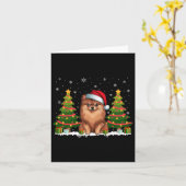 Kerstboom Verlicht Pommerse Hond Kerstman Hoed Ker Kaart (Gele Bloem)