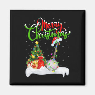 Kerstboom verlicht Santa Hat Musical Banjo Kerstmi Magneet