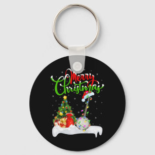 Kerstboom verlicht Santa Hat Musical Banjo Kerstmi Sleutelhanger