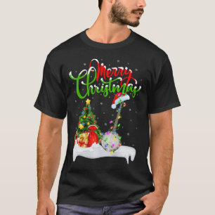 Kerstboom verlicht Santa Hat Musical Banjo Kerstmi T-shirt