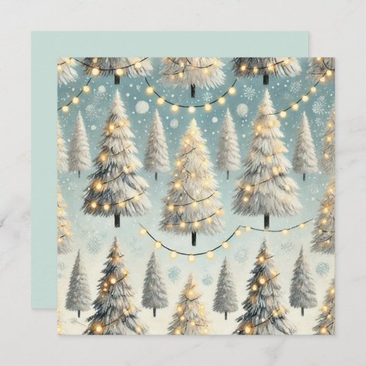 Kerstboom verlichte print ontwerp kaart (Voorkant / Achterkant)