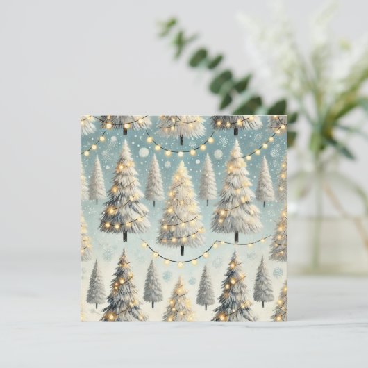 Kerstboom verlichte print ontwerp kaart (Staand voorkant)