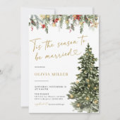 Kerstboom verlichting bruids douche uitnodiging (Voorkant)