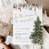 Kerstboom verlichting bruids douche uitnodiging