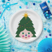 Kerstboom verlichting decoratie 166 papieren bordje (Feest)