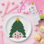 Kerstboom verlichting decoratie 166 papieren bordje (Feest)