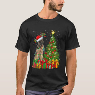 Kerstboom Verlichting Kerstman Hoed Duitse Herder  T-shirt