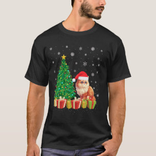 Kerstboom Verlichting Kerstman Hoed Perzische Kat  T-shirt