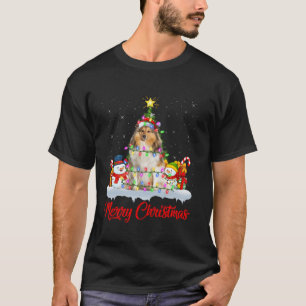 Kerstboom Verlichting Kerstman Shetland Schaapshon T-shirt