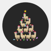Kerstboom Verlichting Mannen Vrouwen Santa Alpaca  Ronde Sticker (Voorkant)