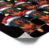 Kerstboom Verlichting Mannen Vrouwen Santa Dachshu Poster (Hoek)