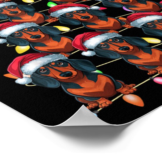 Kerstboom Verlichting Mannen Vrouwen Santa Dachshu Poster (Hoek)