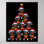 Kerstboom Verlichting Mannen Vrouwen Santa Dachshu Poster (Voorkant)