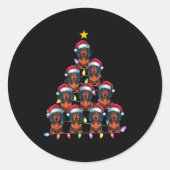 Kerstboom Verlichting Mannen Vrouwen Santa Dachshu Ronde Sticker (Voorkant)
