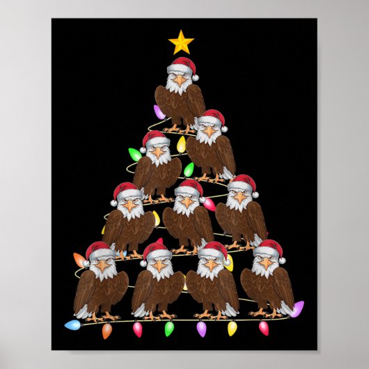 Kerstboom Verlichting Mannen Vrouwen Santa Eagle X Poster (Voorkant)