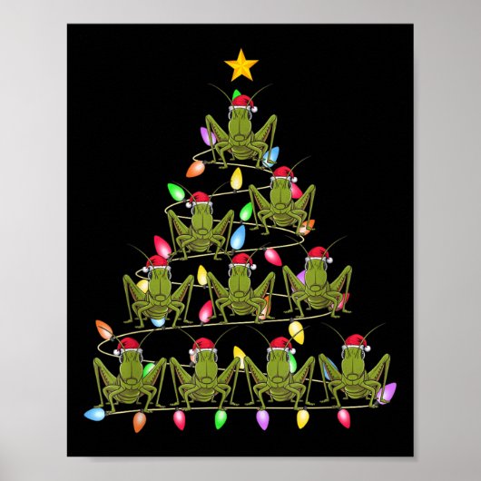Kerstboom Verlichting Mannen Vrouwen Santa Grhoppe Poster (Voorkant)