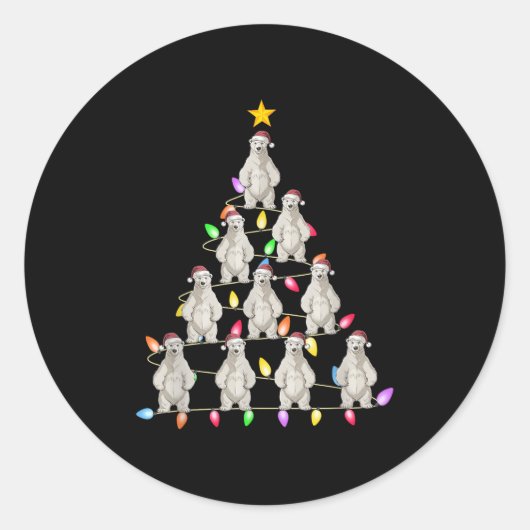 Kerstboom Verlichting Mannen Vrouwen Santa Lar Bee Ronde Sticker (Voorkant)