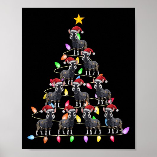 Kerstboom Verlichting Mannen Vrouwen Santa Oka Xma Poster (Voorkant)