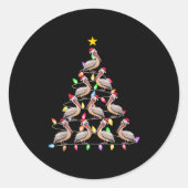 Kerstboom Verlichting Mannen Vrouwen Santa Pelican Ronde Sticker (Voorkant)