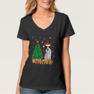 Kerstboom Verlichting Santa Hat Border Collie Dog T-shirt