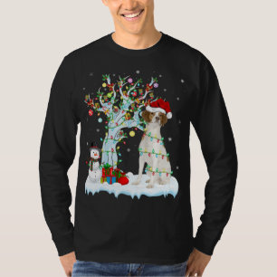 Kerstboom Verlichting Santa Hat Bretagne Spaniel H T-shirt