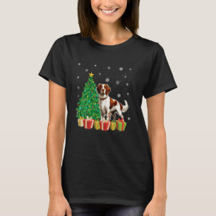Kerstboom Verlichting Santa Hat Bretagne Spaniel H T-shirt