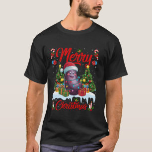 Kerstboom Verlichting Santa Hat Grappige Aubergine T-shirt