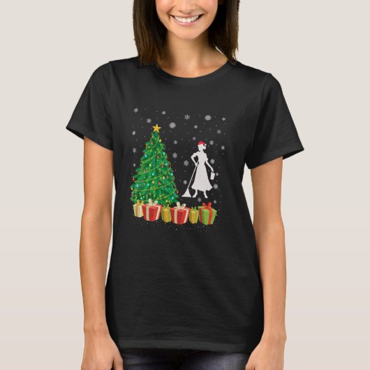 Kerstboom Verlichting Santa Hat Huishoudster Kerst T-shirt (Voorkant)