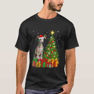 Kerstboom Verlichting Santa Hat Italiaanse Windhon T-shirt